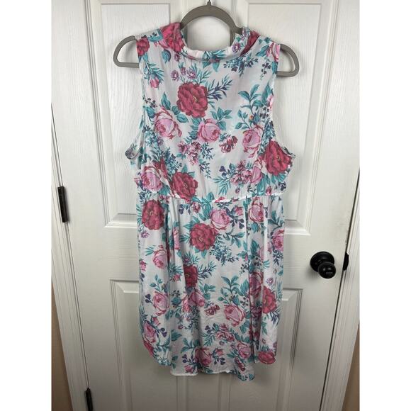 Torrid White Collared Rose Print Tunic Sleeveless Blouse Top 1X Cottagecore - Picture 8 of 8